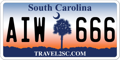 SC license plate AIW666