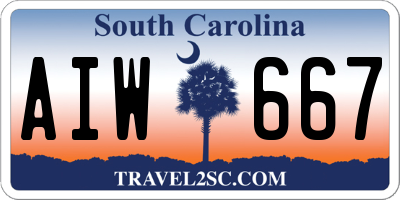 SC license plate AIW667