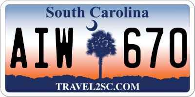 SC license plate AIW670