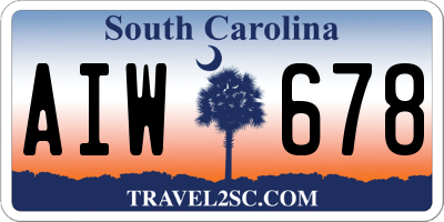 SC license plate AIW678