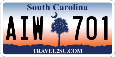 SC license plate AIW701