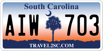 SC license plate AIW703