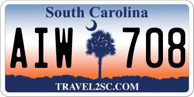 SC license plate AIW708
