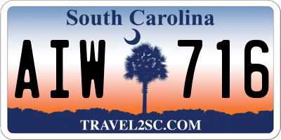 SC license plate AIW716