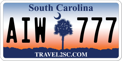 SC license plate AIW777