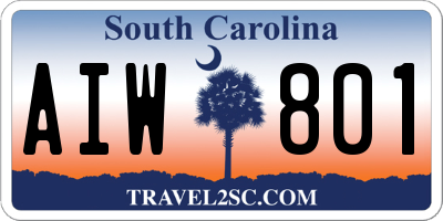 SC license plate AIW801