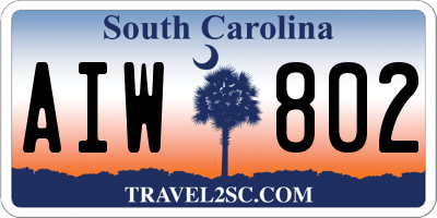 SC license plate AIW802