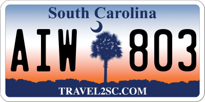SC license plate AIW803