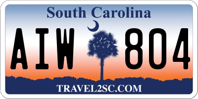 SC license plate AIW804