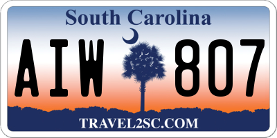 SC license plate AIW807