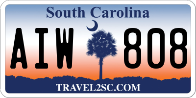SC license plate AIW808