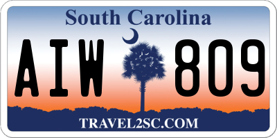 SC license plate AIW809