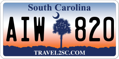 SC license plate AIW820