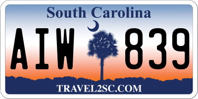 SC license plate AIW839