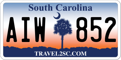 SC license plate AIW852