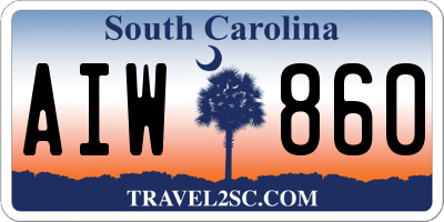 SC license plate AIW860