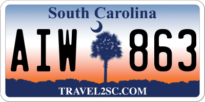 SC license plate AIW863
