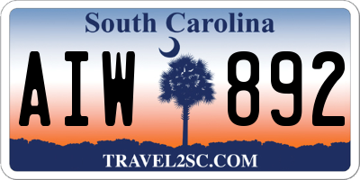 SC license plate AIW892
