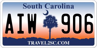 SC license plate AIW906