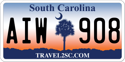 SC license plate AIW908