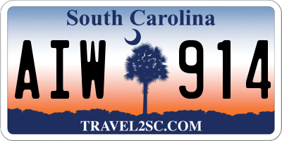 SC license plate AIW914