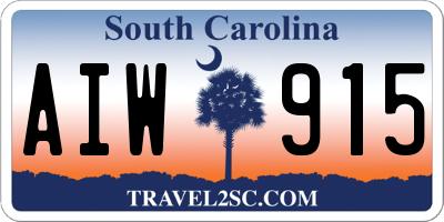 SC license plate AIW915