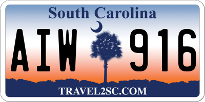 SC license plate AIW916