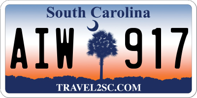 SC license plate AIW917
