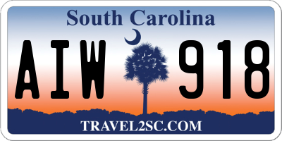 SC license plate AIW918