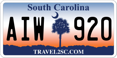 SC license plate AIW920