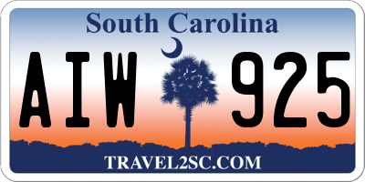 SC license plate AIW925
