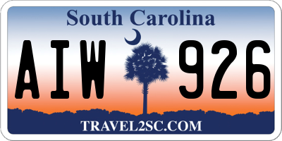 SC license plate AIW926