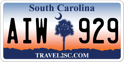 SC license plate AIW929