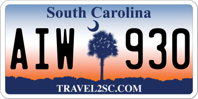 SC license plate AIW930