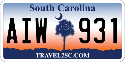 SC license plate AIW931
