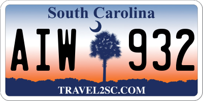 SC license plate AIW932