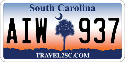 SC license plate AIW937