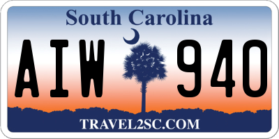 SC license plate AIW940