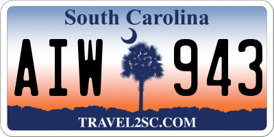SC license plate AIW943
