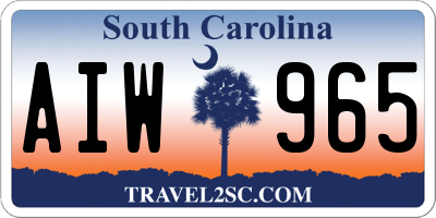 SC license plate AIW965