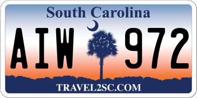 SC license plate AIW972
