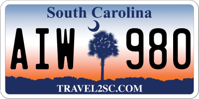 SC license plate AIW980