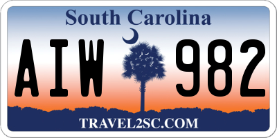 SC license plate AIW982