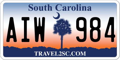 SC license plate AIW984