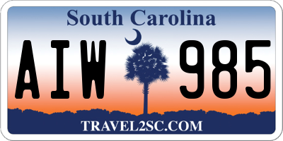SC license plate AIW985