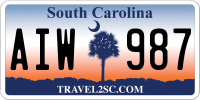 SC license plate AIW987