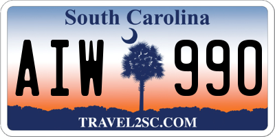 SC license plate AIW990