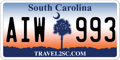 SC license plate AIW993
