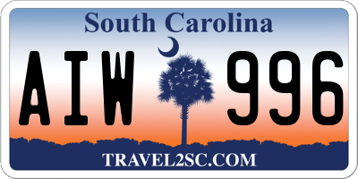 SC license plate AIW996