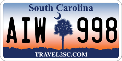SC license plate AIW998